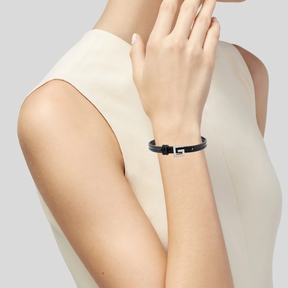 Gucci Leather Crystal Square G Bracelet - Picture 1 of 8